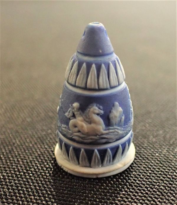 A WEDGWOOD DARK BLUE JASPER SEAL FOB