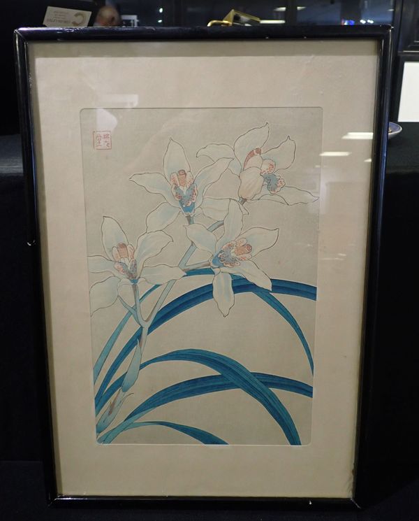 JAPANESE WOODBLOCK PRINT OF LILIES