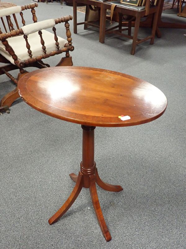 A REPRODUCTION YEW WOOD WINE TABLE