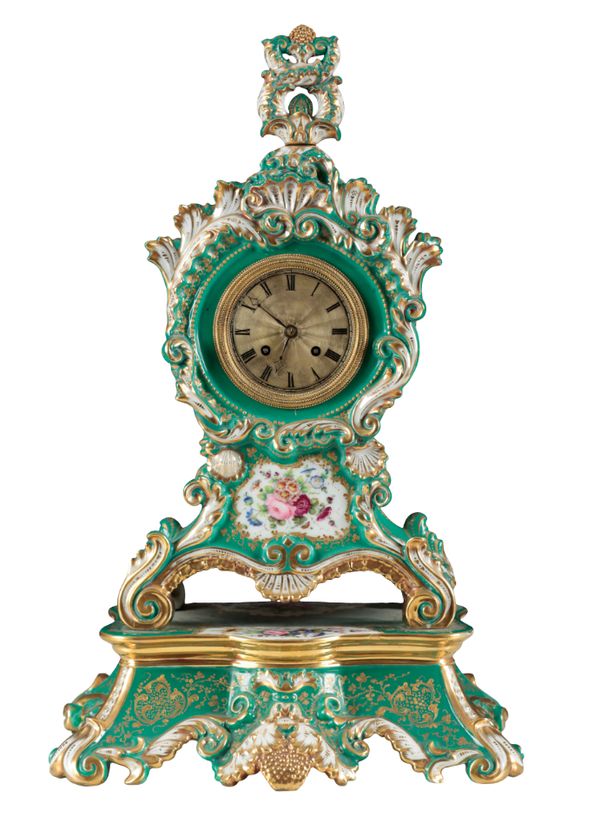 A 19TH CENTURY FRENCH PORCELAIN MANTLE CLOCK