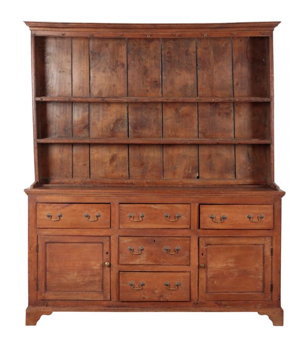 AN 18TH CENTURY PANELLED ELM DRESSER