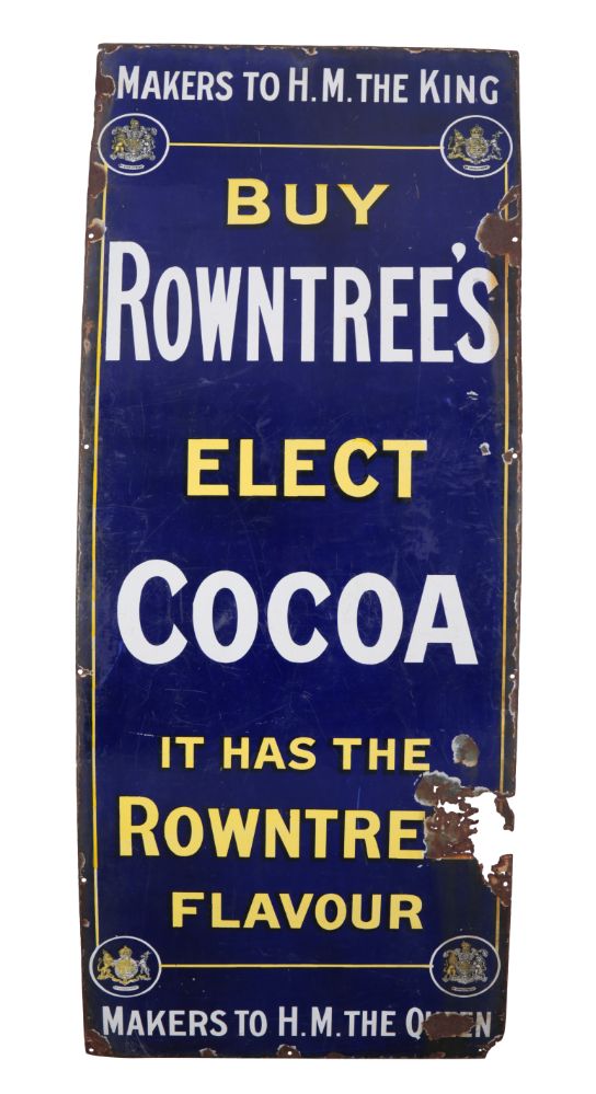 AN EARLY 20TH CENTURY ENAMELLED SIGN FOR ROWNTREE’S ELECT COCOA
