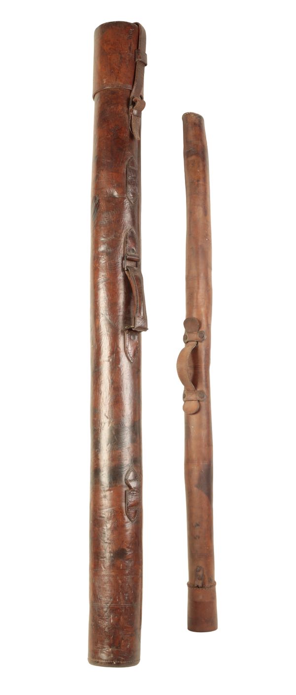 A VICTORIAN LEATHER FISHING ROD TUBE