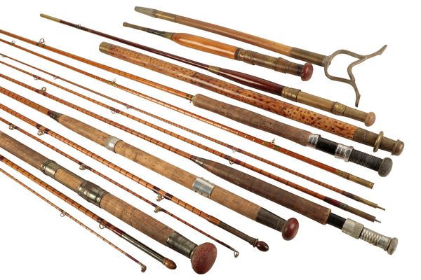 A HARDY THREE PIECE SPLIT CANE TROUT ROD