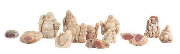 A COLLECTION OF FOURTEEN CHINESE SOAPSTONE CARVINGS