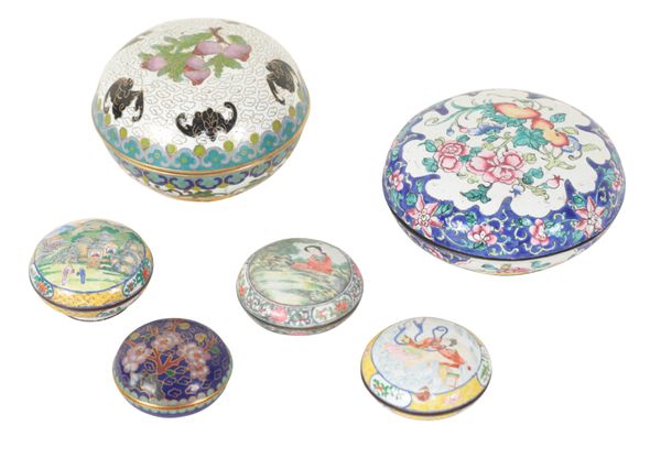 A GROUP OF SIX CHINESE ENAMEL BOXES