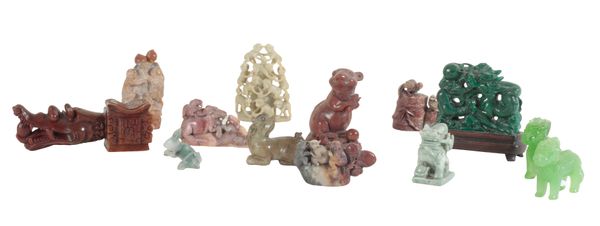 A COLLECTION OF THIRTEEN CHINESE CARVED FIGURES