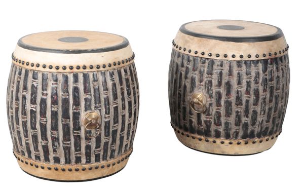 A PAIR OF LATE 19TH CENTURY CHINESE DRUMS