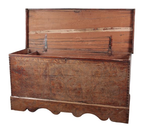 A 17TH CENTURY PINE DOWRY CHEST