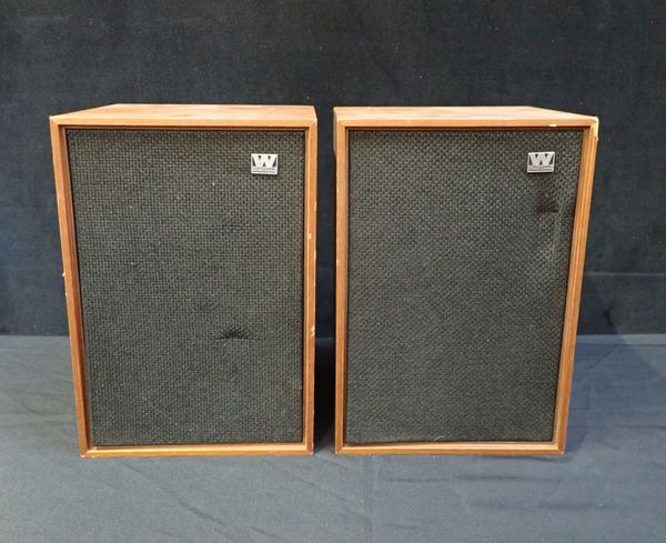 A PAIR OF WHARFEDALE TEAK CASED DENTON 2 SPEAKERS