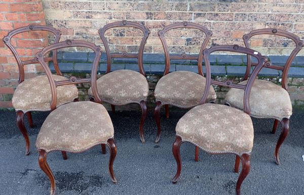 SIX VICTORIAN WALNUT DINING CHAIRS