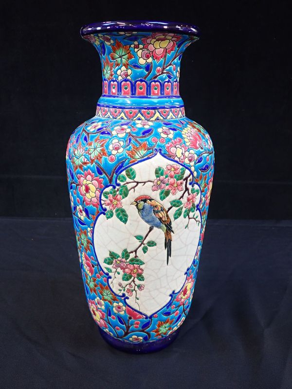 A LATE 19TH CENTURY EMAUX DE LONGWY  BALUSTER VASE