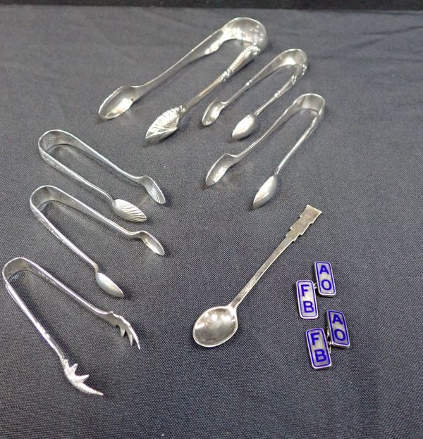 A COLLECTION OF SILVER SUGAR TONGS