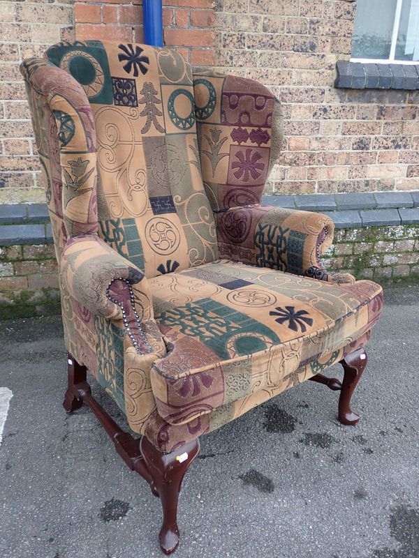 AN 18TH CENTURY STYLE WING ARMCHAIR