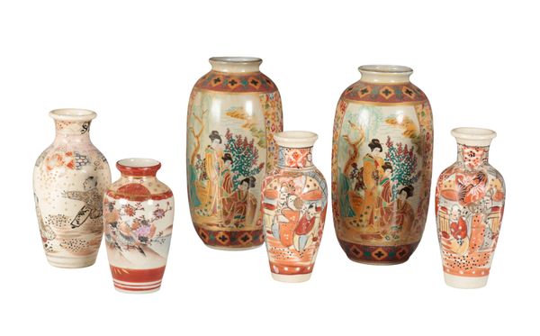A GROUP OF SIX JAPANESE VASES