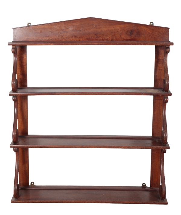 A REGENCY ROSEWOOD WALL MOUNTED BOOKCASE