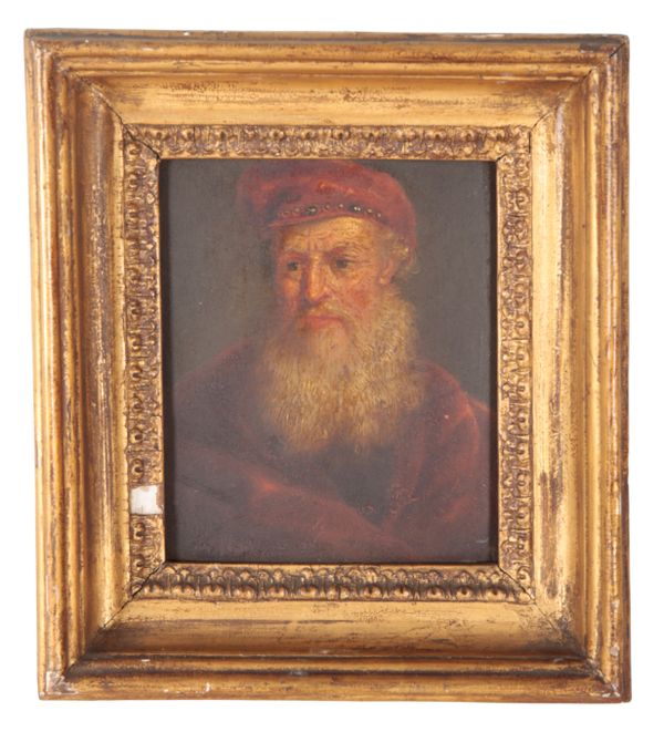 AN 18TH CENTURY PORTRAIT OF A BEARDED MAN