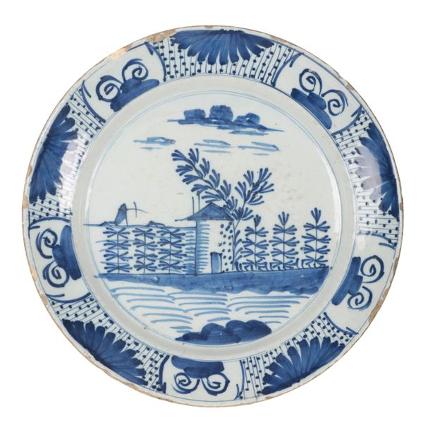 A DUTCH DELFT BLUE AND WHITE CHARGER - collected by vendor 31.01.23