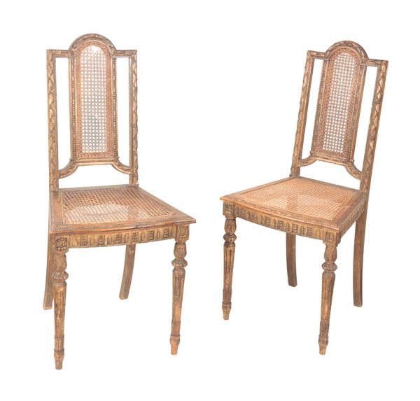 A PAIR OF GILTWOOD HALL CHAIRS