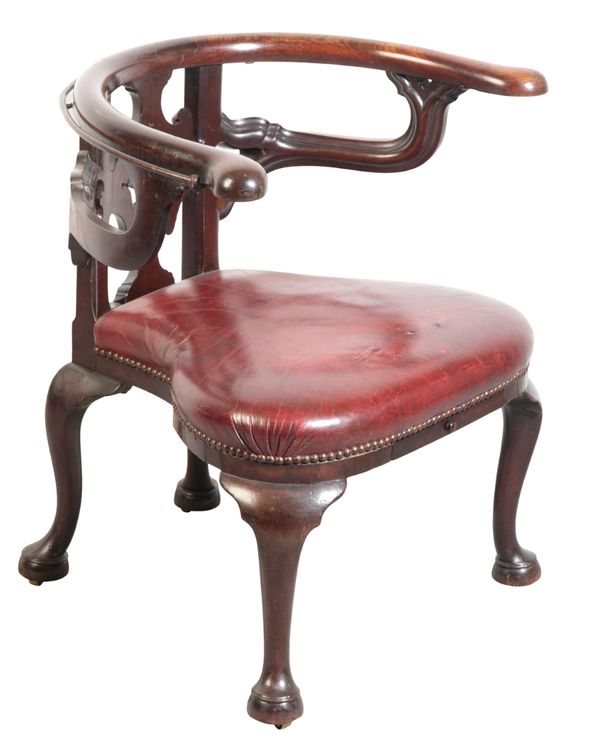 A GEORGE II IRISH MAHOGANY COCKFIGHTING CHAIR