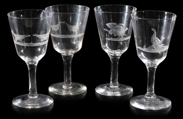 A SET OF FOUR 19TH CENTURY WINE GOBLETS