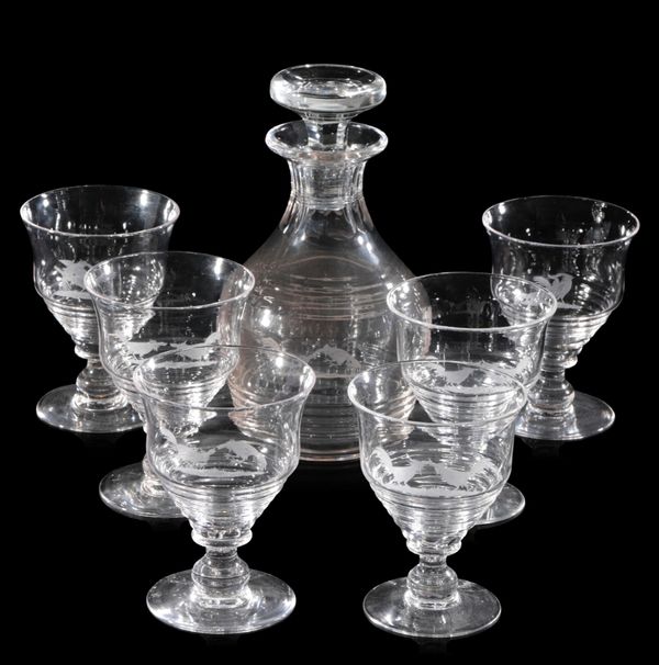 A LATE 19TH CENTURY GLASS DECANTER