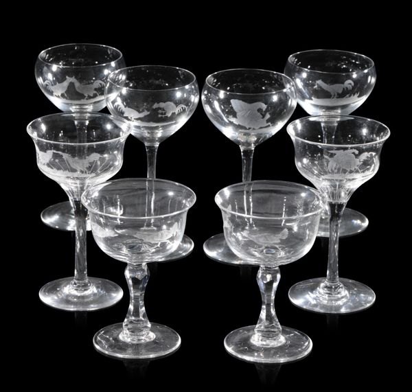 A COLLECTION OF EIGHT VARIOUS SHERRY GLASSES