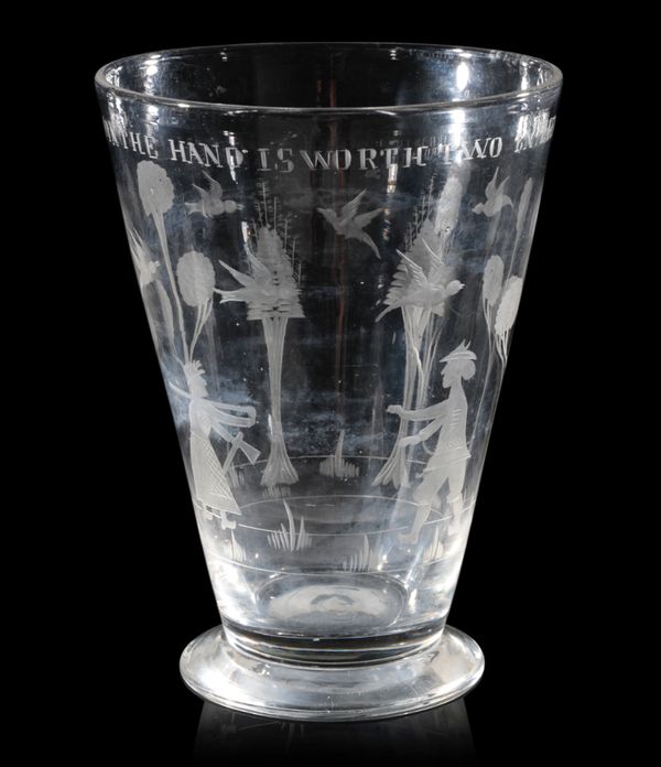 A LATE 19TH CENTURY  ENGRAVED GLASS VASE