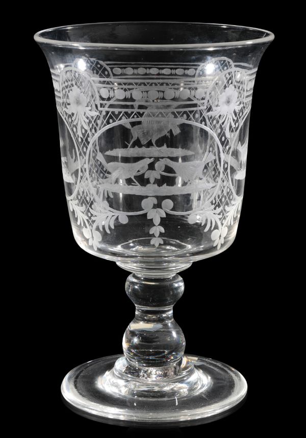 A 19TH CENTURY FLARED GLASS GOBLET