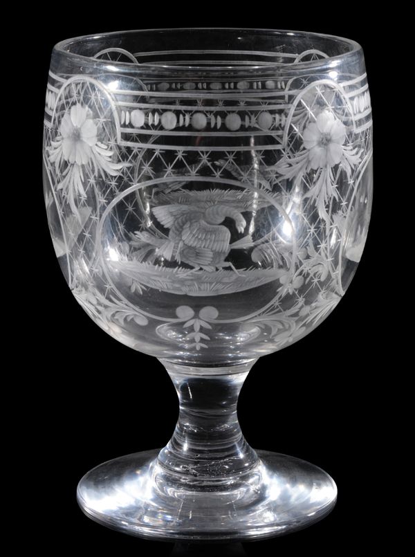 A LATE 19TH CENTURY LARGE  GLASS GOBLET