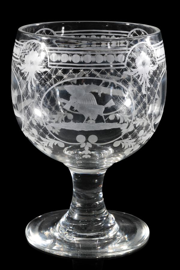 A LATE 19TH CENTURY LARGE GLASS GOBLET