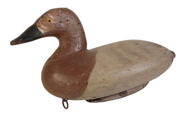 JOHN B GRAHAM: A CANVAS-BACK HAND PAINTED WOODEN DUCK DECOY