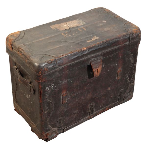 A VICTORIAN LEATHER COACHING TRUNK