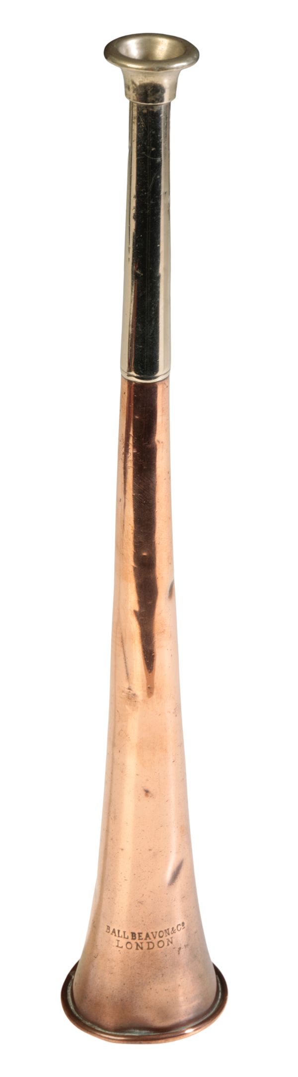 A COPPER & NICKEL SILVER HUNTING HORN