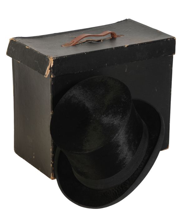 A VICTORIAN CHILD'S BLACK SILK TOP HAT