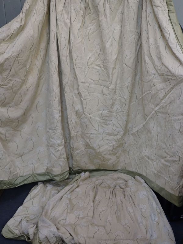 A PAIR OF SILK CURTAINS, ALLIUM HEAD PATTERN