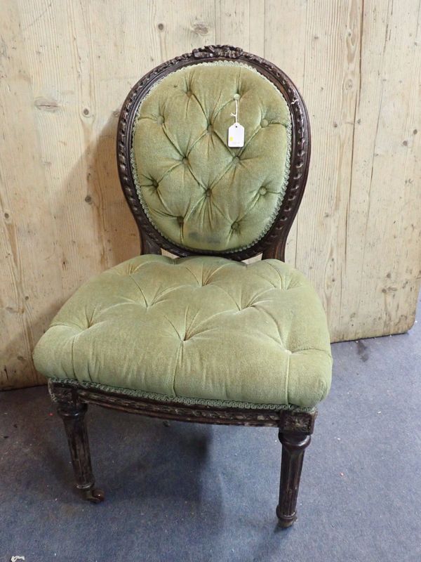 A LOUIS XIV STYLE CARVED FRAME SALON CHAIR