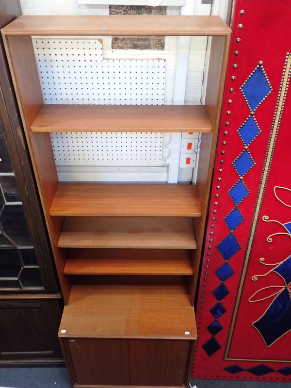 A MID-CENTURY MODERN TEAK  OPEN BOOKCASE