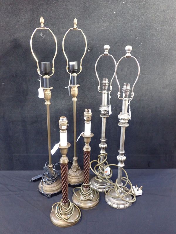 THREE PAIRS OF TABLE LAMPS, OF NEOCLASSICAL STYLE