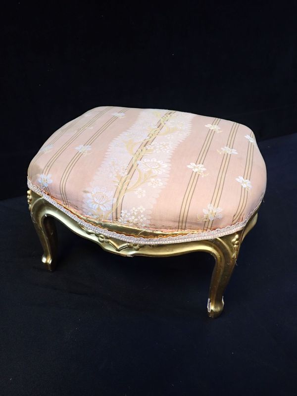 A GILTWOOD FOOTSTOOL