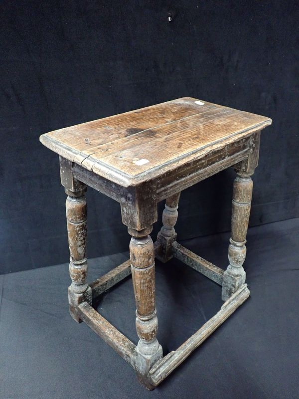 A 17TH CENTURY OAK JOINT STOOL