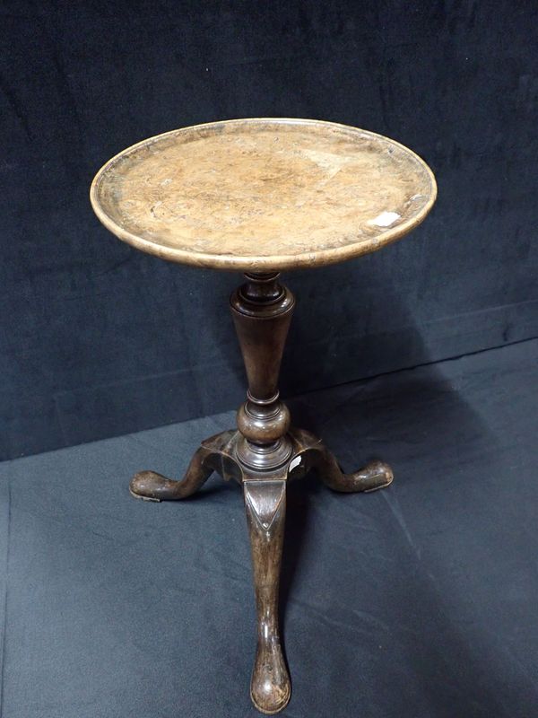 A GEORGEII STYLE BURR WALNUT TOPPED WINE TABLE