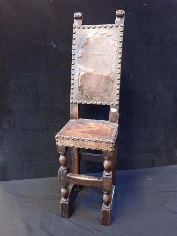 A CROMWELLIAN STYLE OAK CHILD'S CHAIR