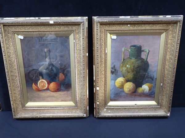 A PAIR OF EDWARDIAN STILL LIFE OIL PAINTINGS