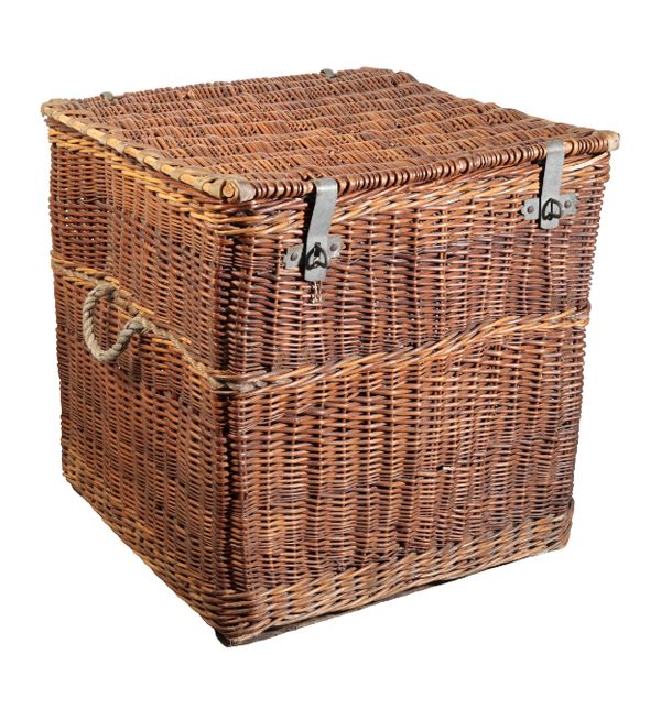 AN EDWARDIAN LARGE WICKER LOG BASKET