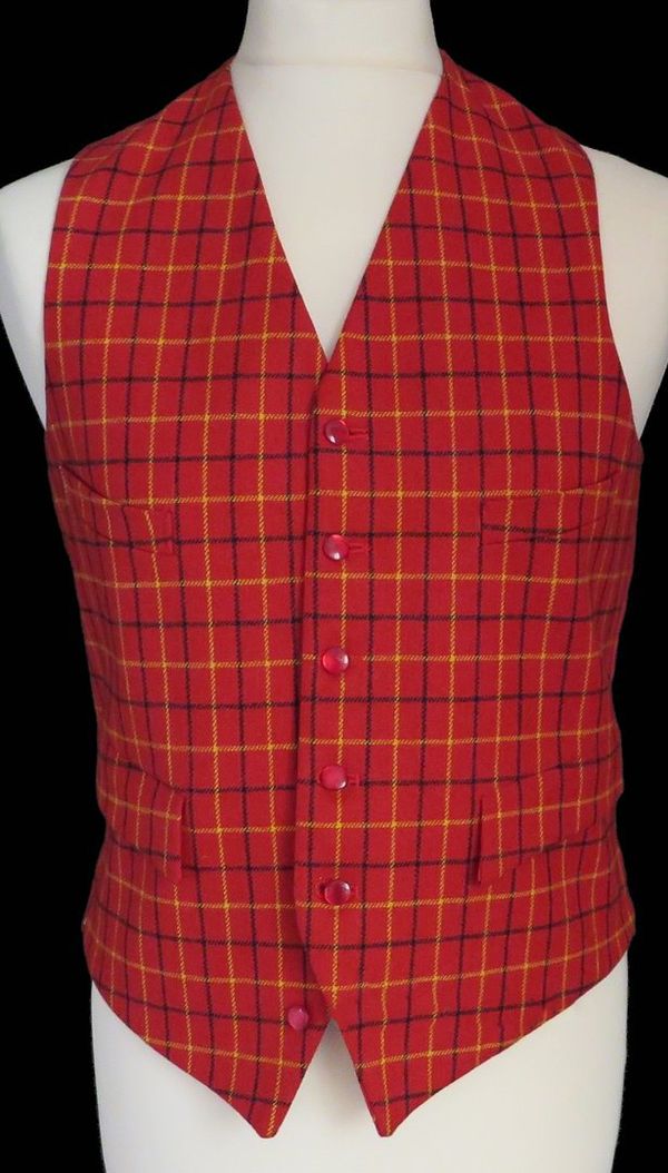 SWAINE & ADENEY: A RED CHECKED HUNTING WAISTCOAT