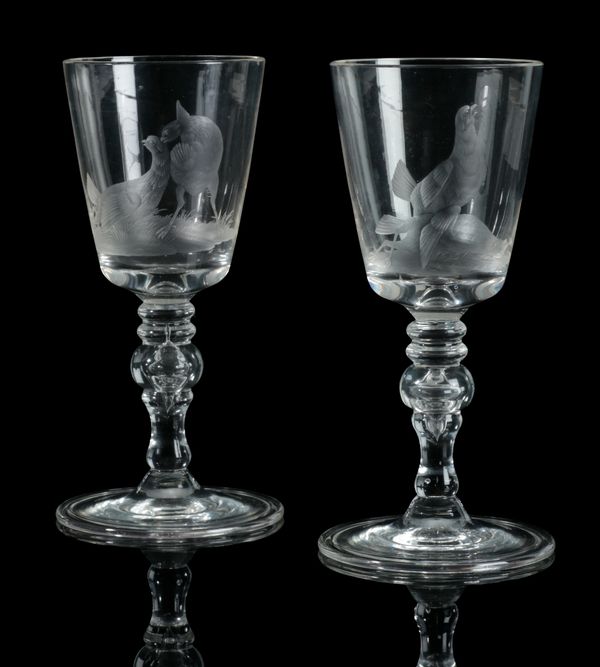 A PAIR OF LATE 19TH CENTURY WINE GLASSES