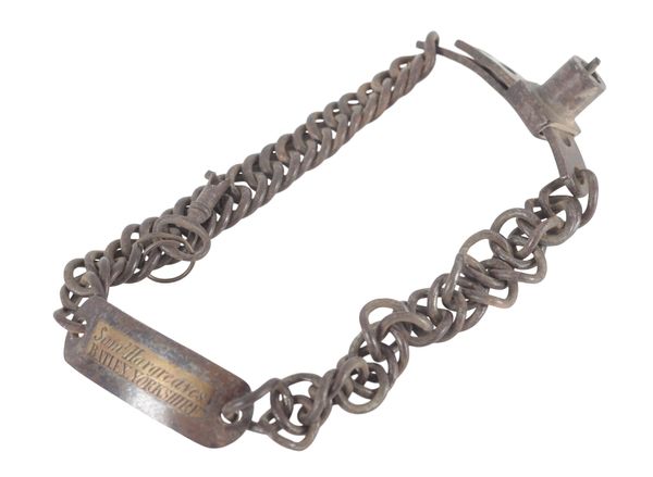 A VICTORIAN METAL CHAIN-LINK DOG COLLAR