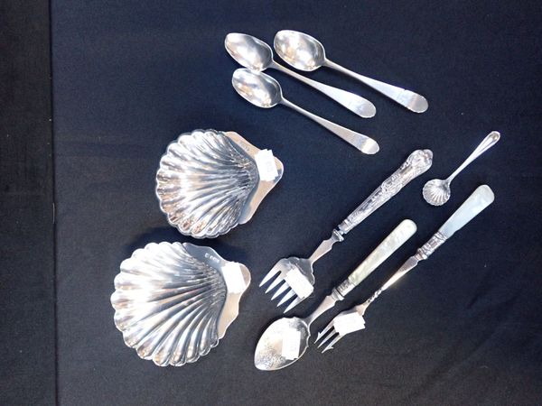 TWO MODERN SHELL-SHAPED SILVER DISHES