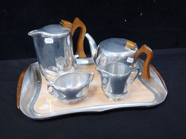 A PIQUOT WARE TEA SET WITH TRAY